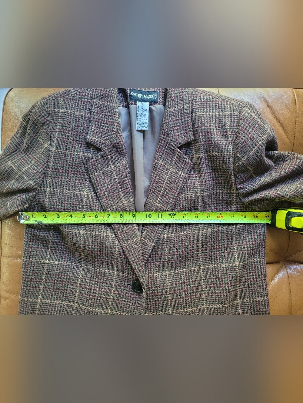 Vintage Sag Harbor Wool Plaid Brown Wool Blend Blazer - Picture 10 of 11
